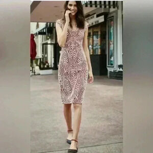 Anthropologie HD In Paris Womens Picotage Sheath Dress Red Floral Zip